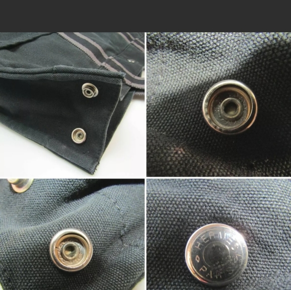 Hermes Fourre-Tout MM Black Canvas Bag "Authentic" Purple Stripe - Picture 8 of 14